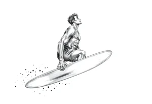 silver surfer on his board looking over in deep thought as he is in the sky tattoo idea