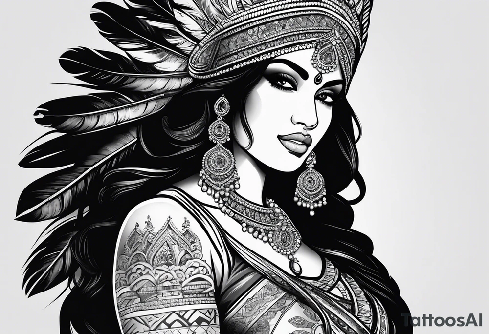 indian woman tattoo idea