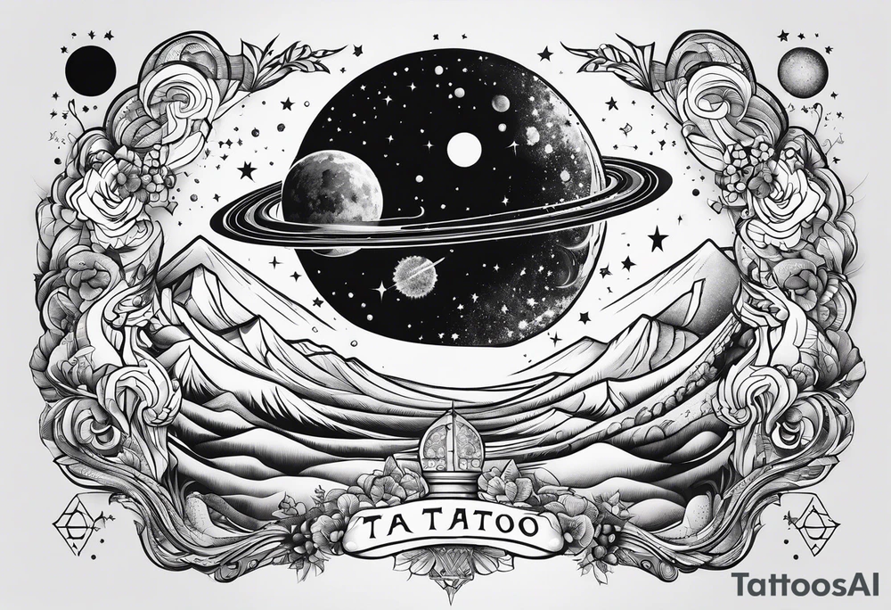Galaxies and stars with the word  TAC tattoo idea