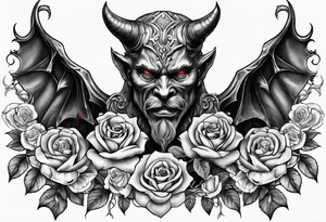 tattoo with devil and roses  for the chest tattoo idea