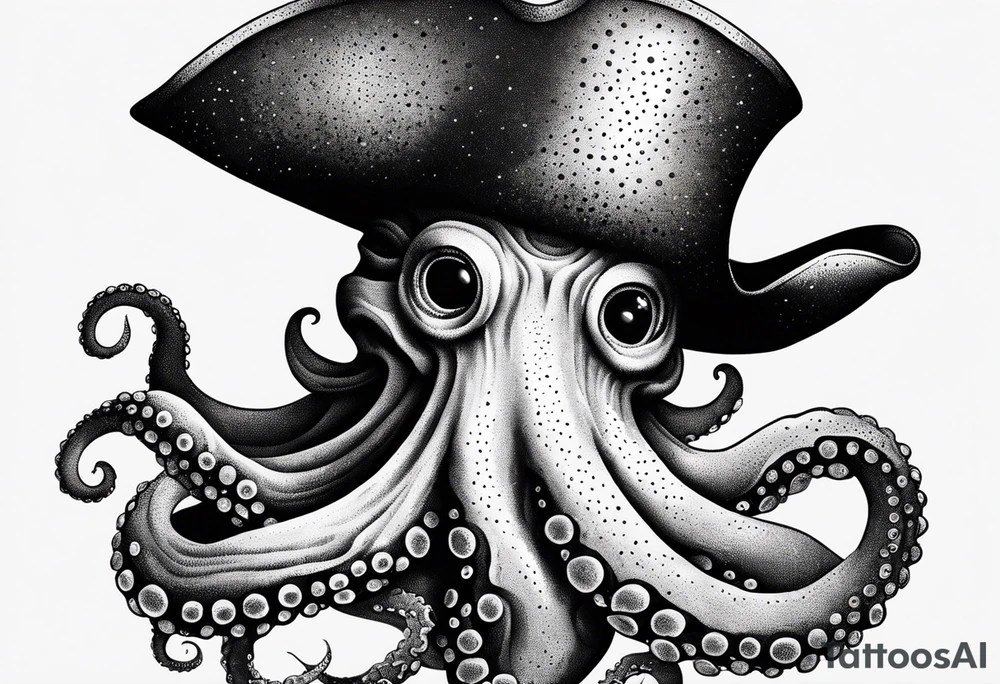 octopus wearing a pirate hat tattoo idea