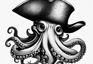 octopus wearing a pirate hat tattoo idea