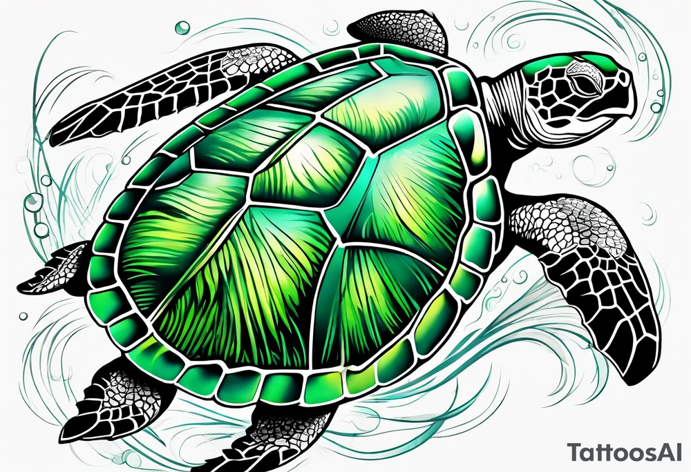 green sea turtle tattoo idea