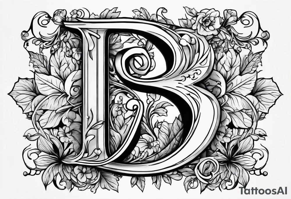 Capital B letter with Alec, Hannah and Raelynn hidden inside the letter b make it like a vine tattoo idea