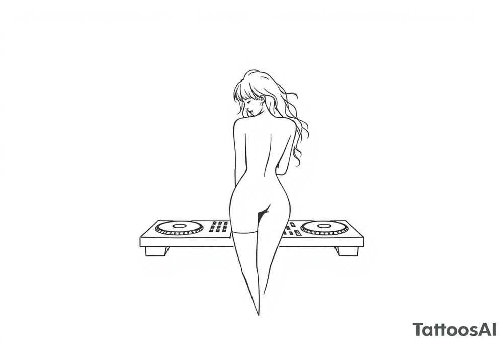 DJ decks, naked girl tattoo idea