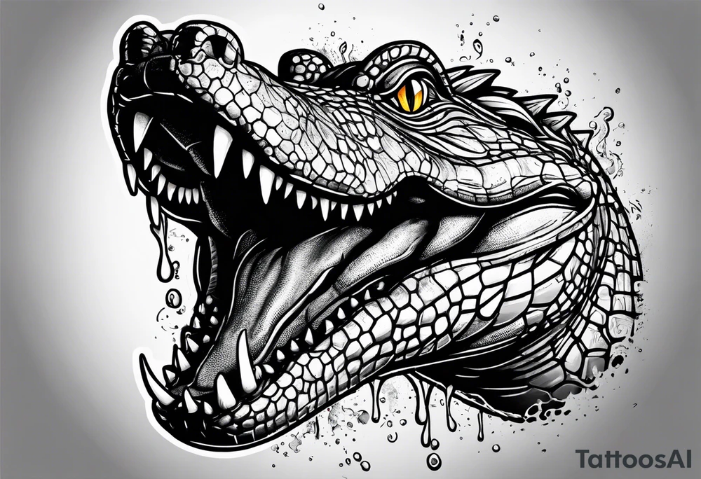 Alligator coming up out of the water tattoo idea