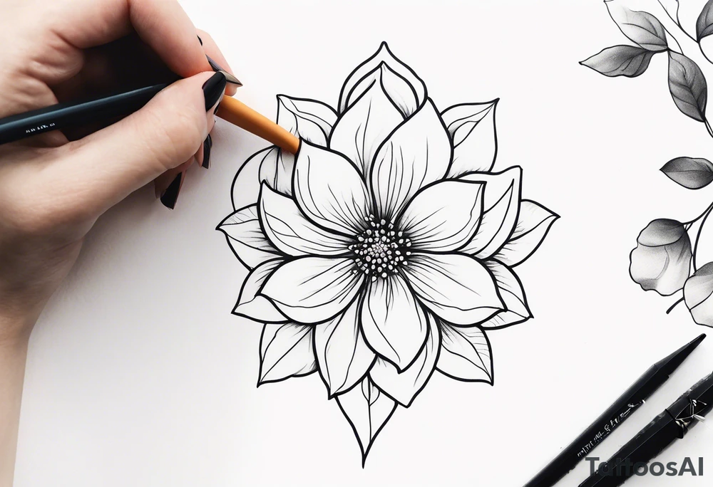 feminin minimalist flower tattoo idea