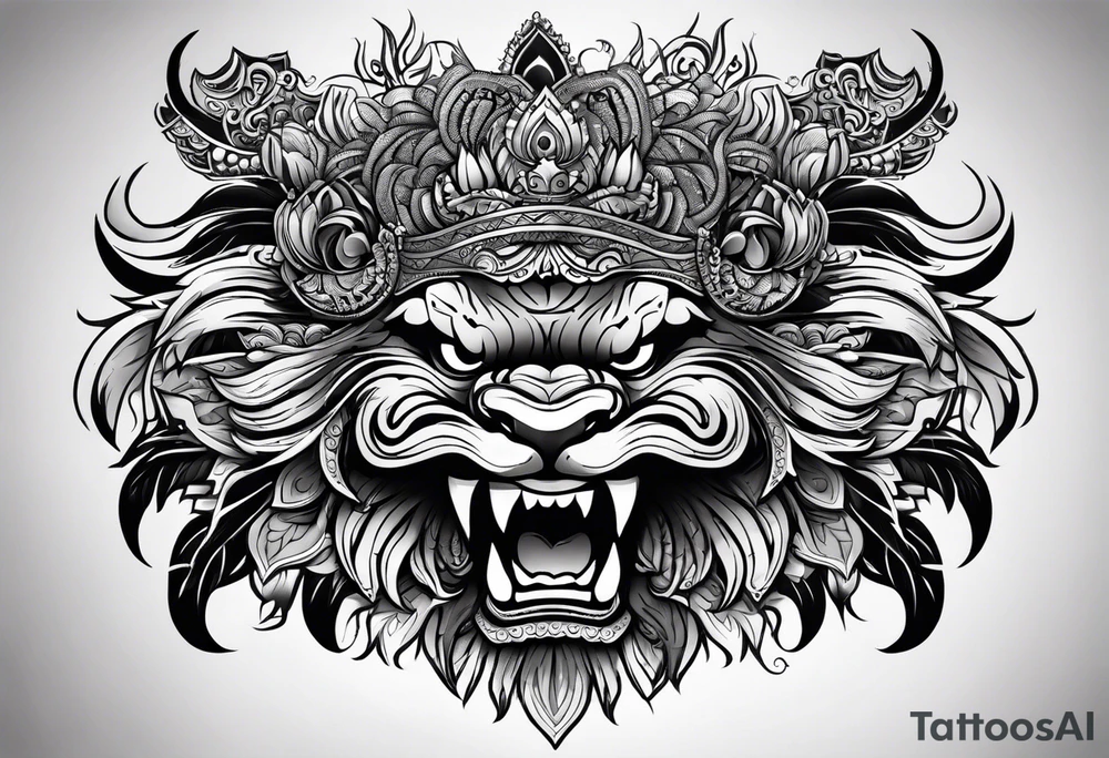 strong barong indonesia tattoo idea