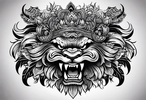 strong barong indonesia tattoo idea