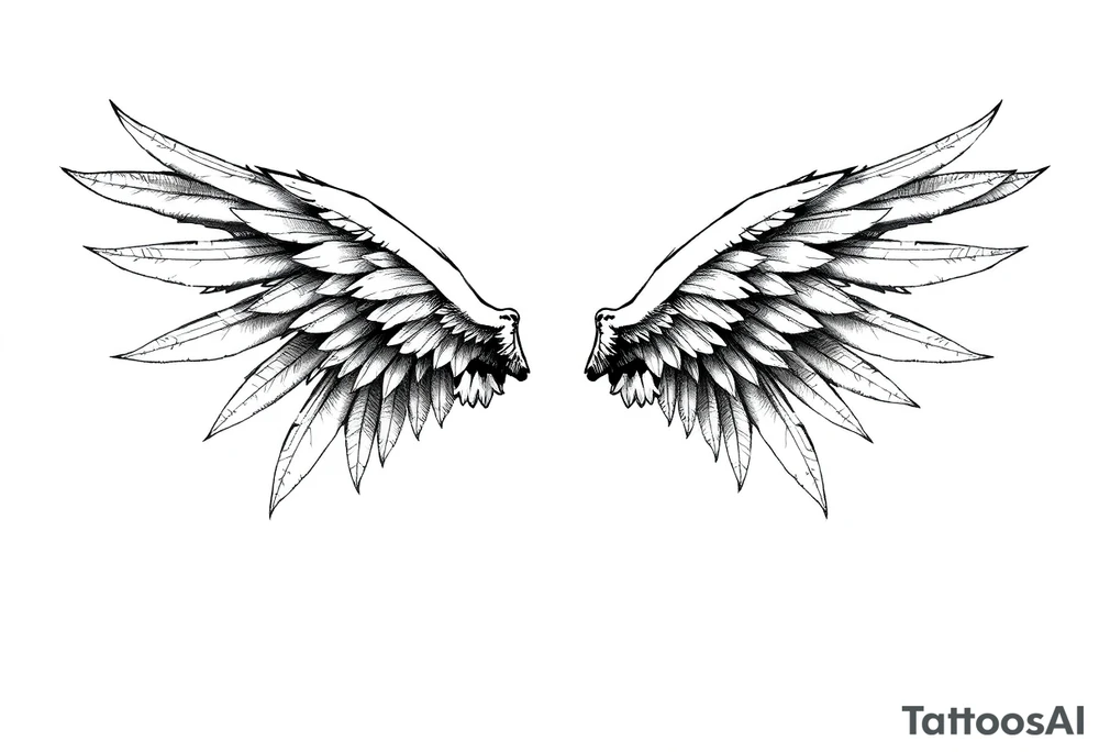 Realistic angelwings long tattoo idea