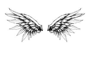 Realistic angelwings long tattoo idea