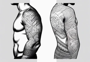 lines back and arm combination, simple, two lines tattoo idea