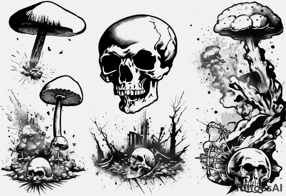 - Oppenheimer
- bomb
- abstract
- banksy
- skull/ skeleton
- mushroom cloud tattoo idea