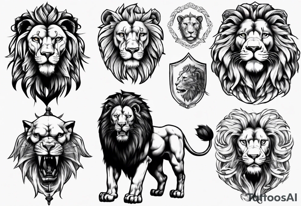 lion statue tattoo idea