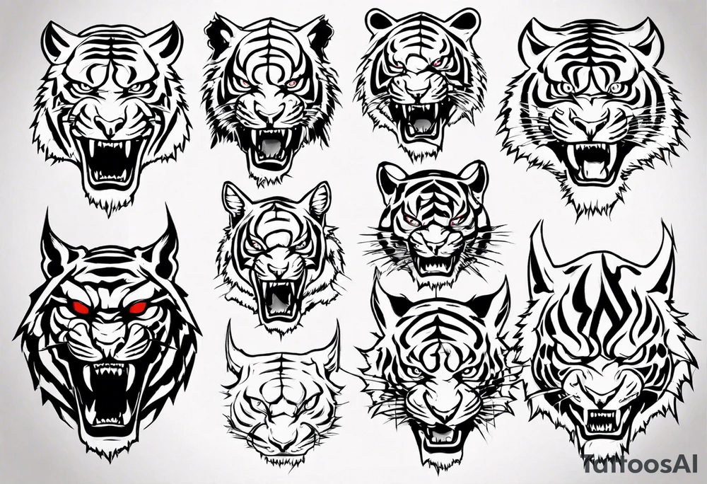 katana daemon tiger head tattoo idea
