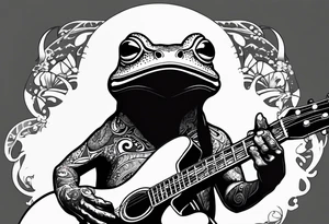 Frog playing guitar tattoo idea
