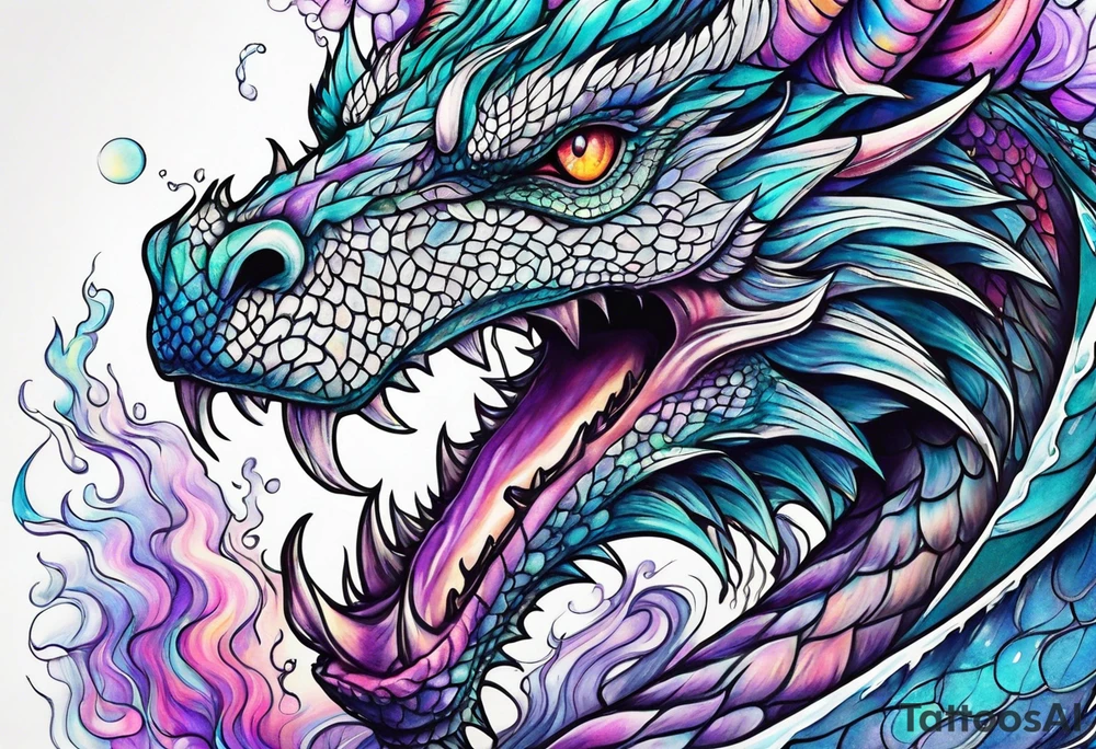 Dragon breathing ice tattoo idea