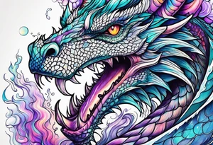 Dragon breathing ice tattoo idea