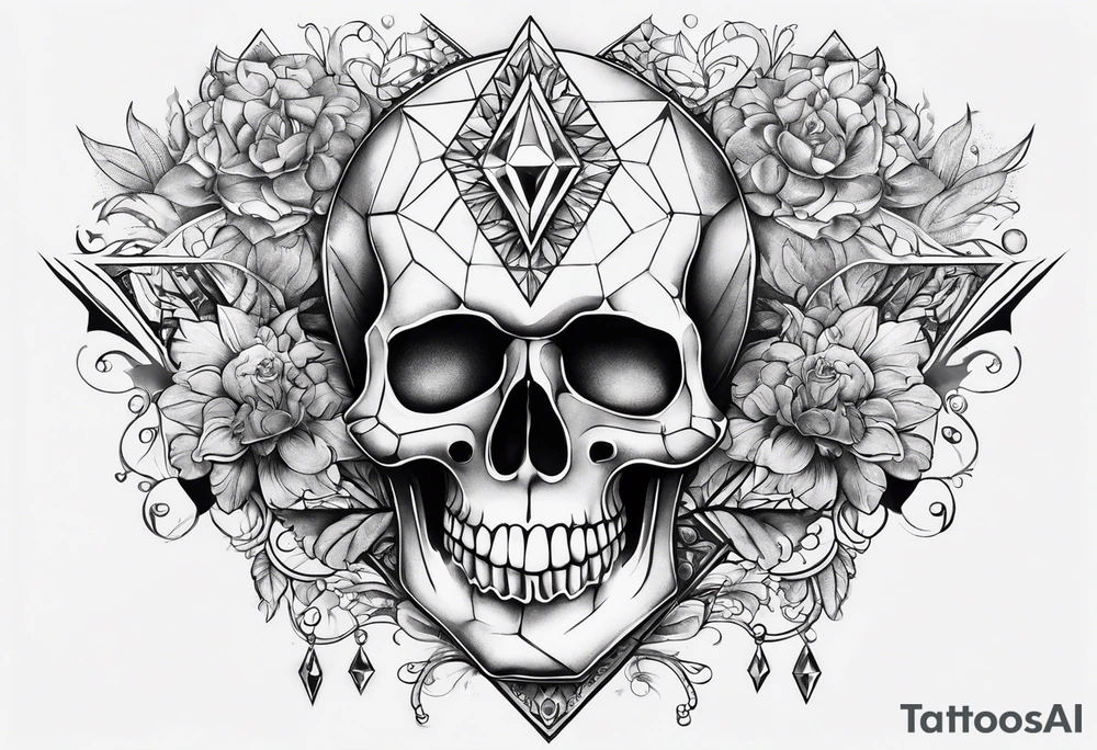 Diamond skull add gemstones tattoo idea