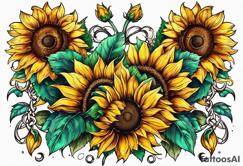 Sunflower chain tattoo idea