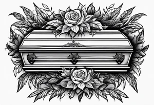 Coffin with leafy vines tattoo idea