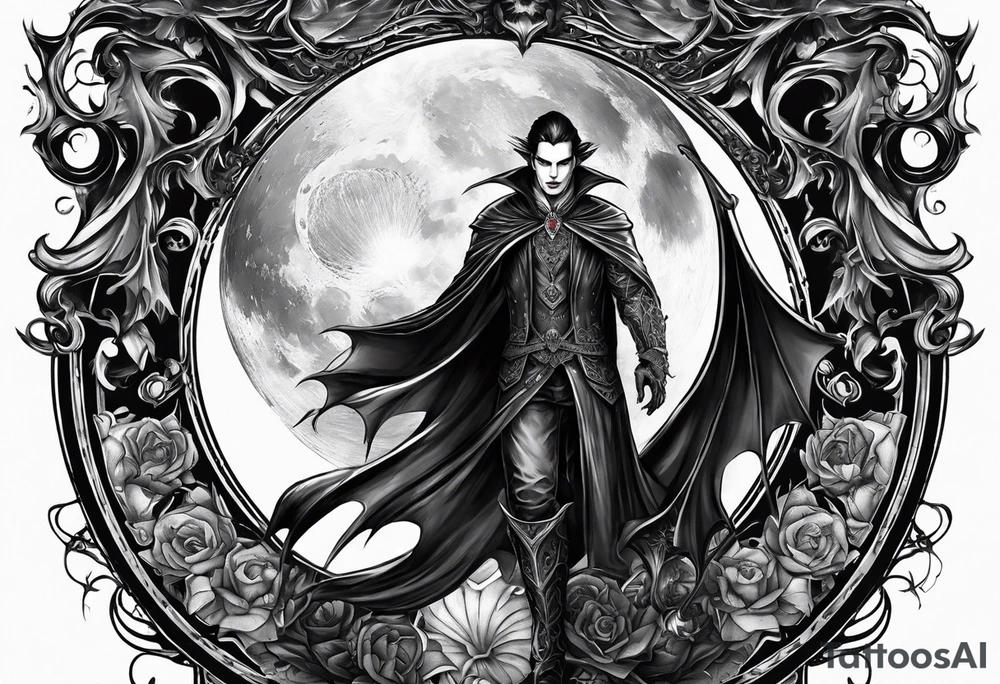 Mythic vampire man emperrior and moon and bat tattoo idea Mythic vampire man emperrior and moon and bat tattoo idea