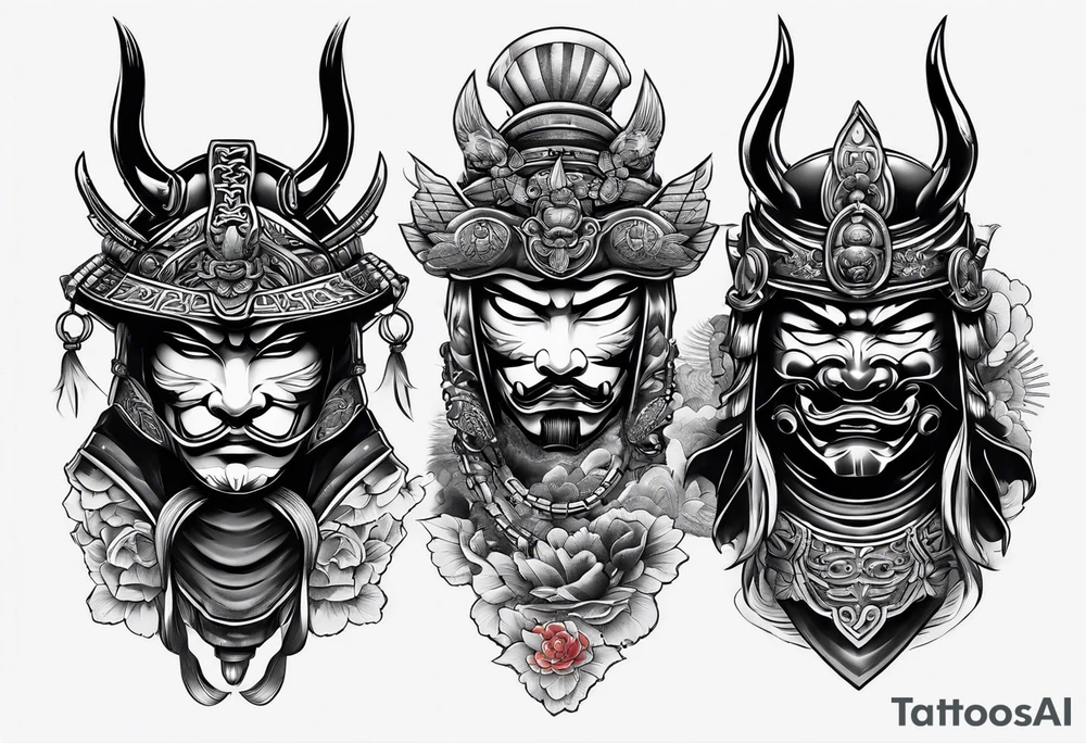 Japanese Samurai two Mask Tattoo Designs tattoo idea