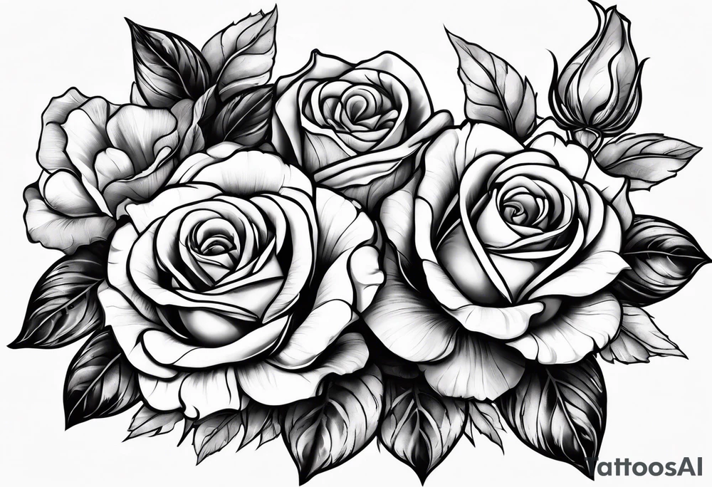 2 violets and 1 rose tattoo idea