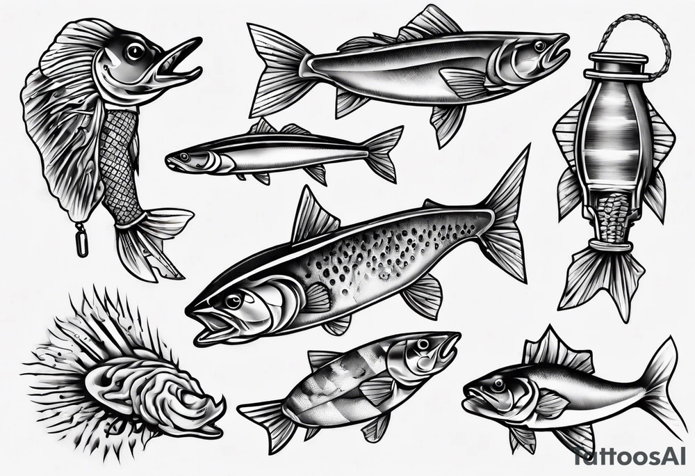 Canada fishing lure engine tattoo idea