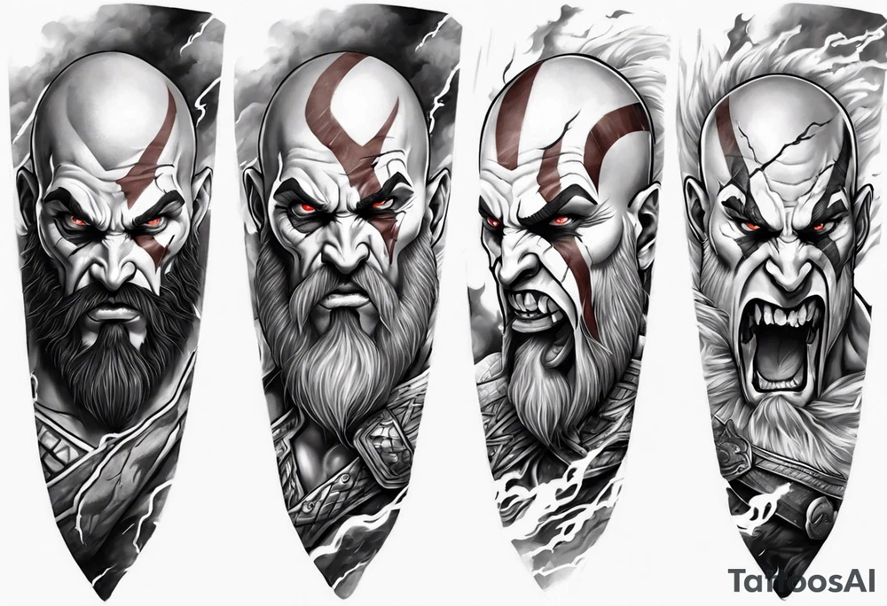 full arm sleeve tattoo
angry kratos from god of war
betrayal theme
clouds and thunder tattoo idea