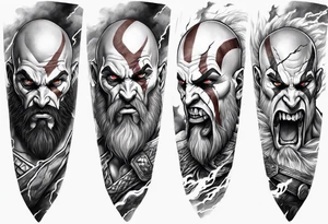 full arm sleeve tattoo
angry kratos from god of war
betrayal theme
clouds and thunder tattoo idea