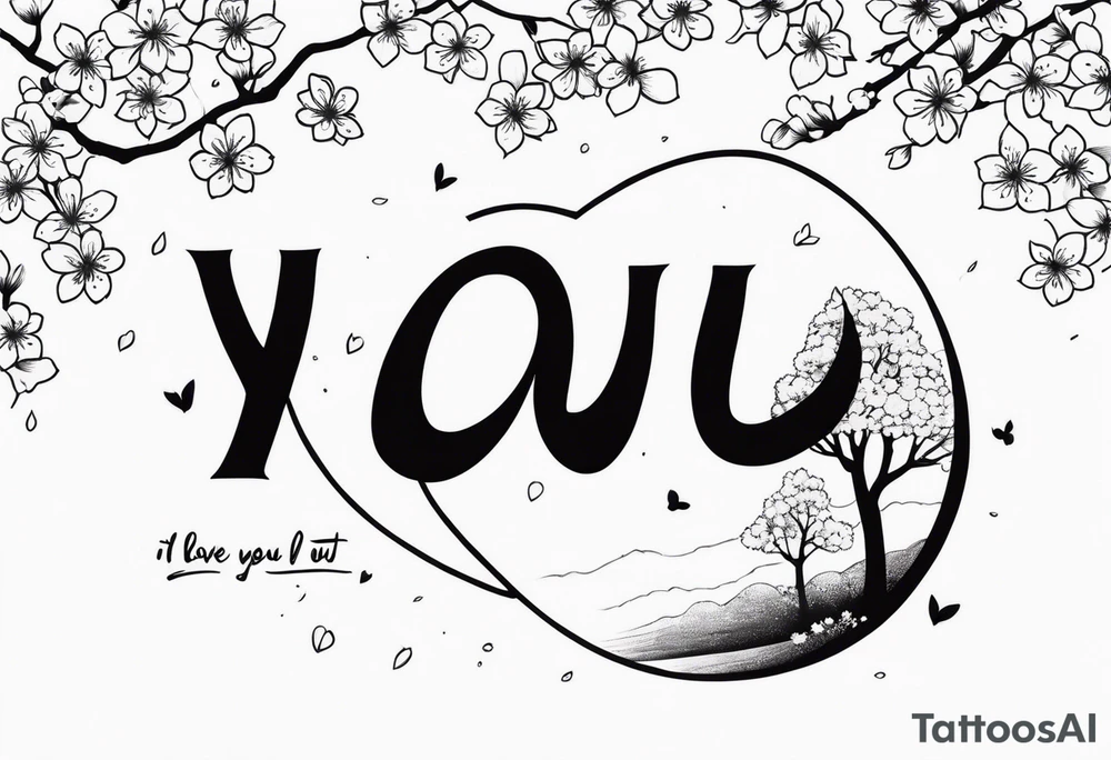 I love you in another language with cherry blossom trees coming im and out of it tattoo idea