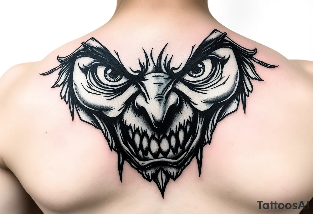 powerful faces with huge angry eyes tattoo idea