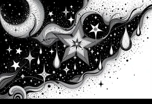 Small stars and tears background tattoo idea