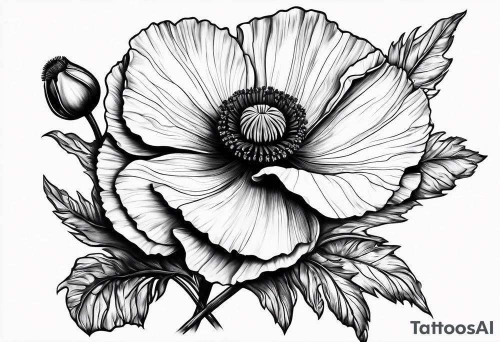 Poppy flowers with Lee Braddock written under it tattoo idea