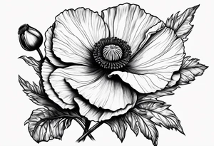 Poppy flowers with Lee Braddock written under it tattoo idea