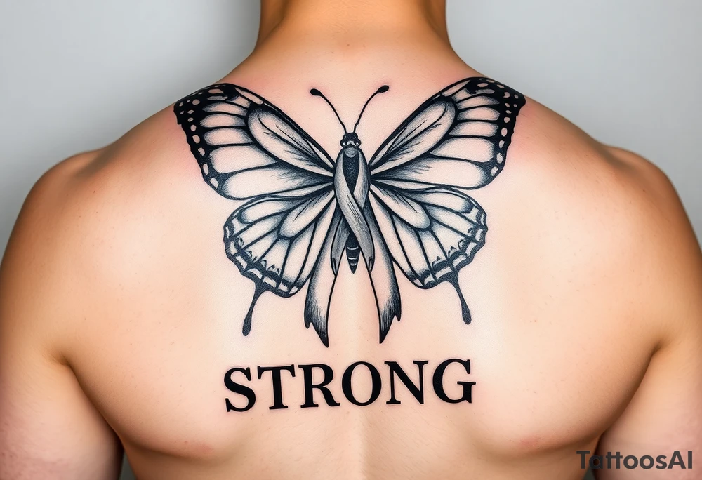 Tattoo for multiple sclerosis with a monoarch butterfly the ribbon for multiple sclerosis and the word made strong tattoo idea