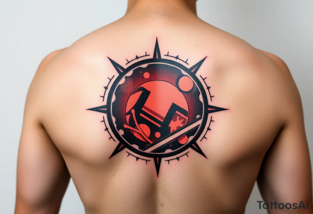 round tattoos with space theme. It can have red color tattoo idea