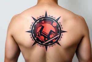 round tattoos with space theme. It can have red color tattoo idea