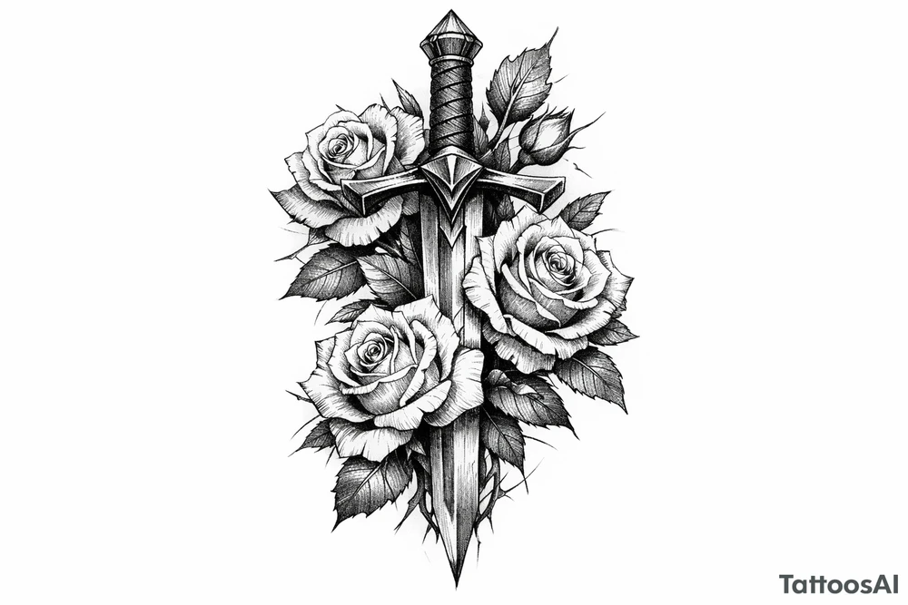 sword,roses. tattoo idea