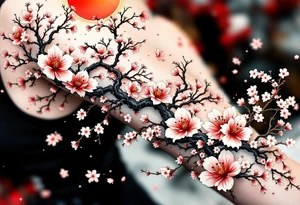 Cherry blossom and sun, beautiful tattoo idea