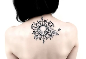 Crab sun and honeysuckle flower tattoo idea