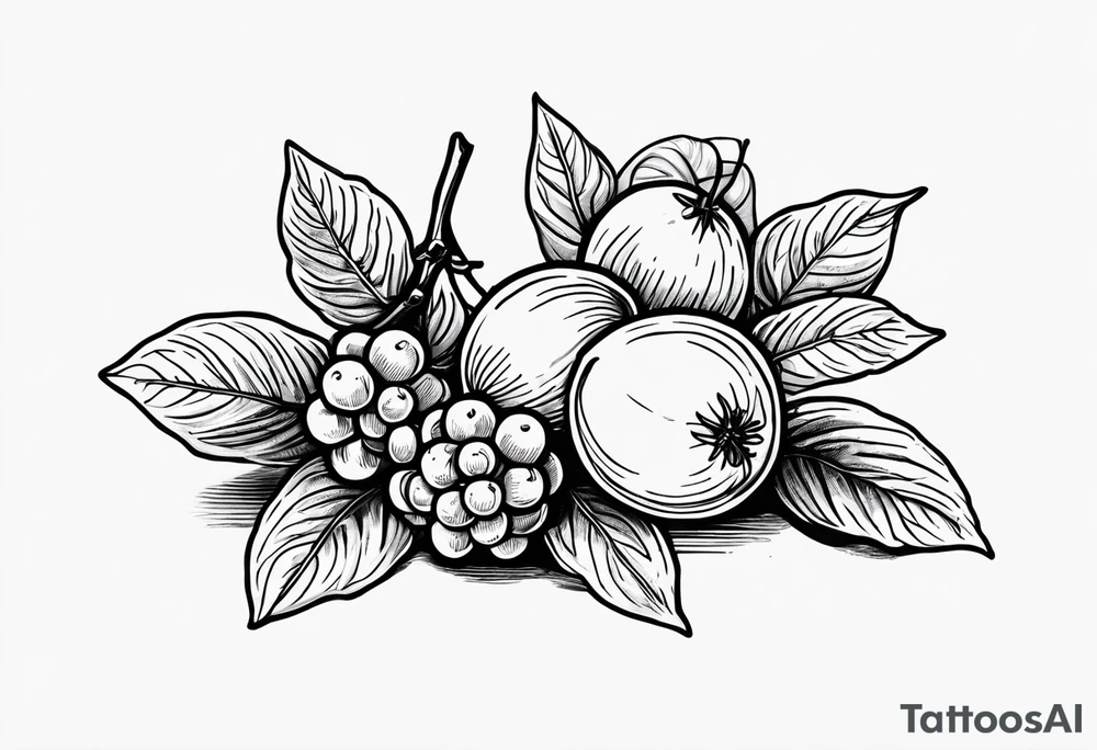 lilac and gooseberry in a bundle tattoo idea