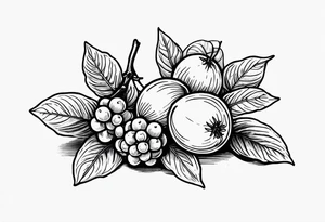 lilac and gooseberry in a bundle tattoo idea