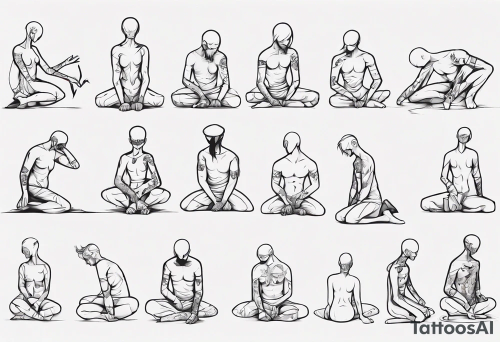 Stick figure kneeling tattoo idea