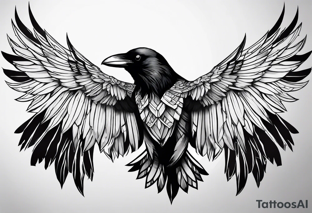 crow with open wings tattoo idea