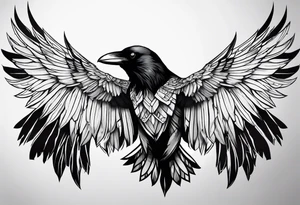 crow with open wings tattoo idea