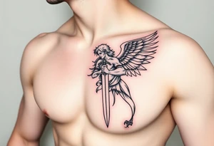 Archangel with a sword tattoo idea