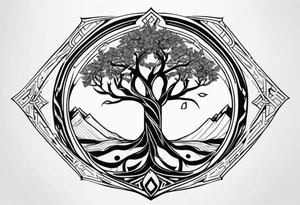 Yggdrasil losange on the back tattoo idea