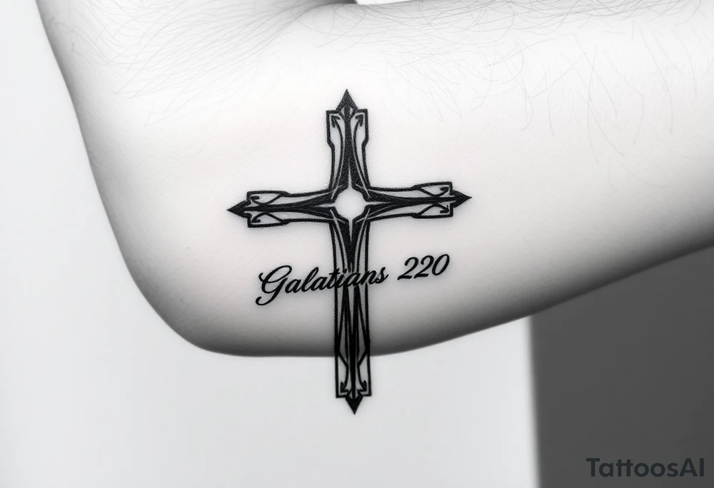 Christian Cross with Galatians 2:20 tattoo idea